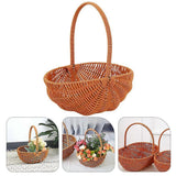 Vintage Picnic Basket Handwoven Watermelon Shaped Flower Basket Creative Handmade Woven Basket Retro Country Style Ideal for Picnics Storage Home Deco
