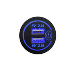12V/24V 22W Waterproof 4.2A Dual USB Fast Socket Power Outlet Charger with Switch for Car Motorcycle Truck RV Boat