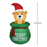 Christmas 1.5M Iatable LED Light Decorations Halloween Air Blown Bear With Gift Bag Outdoor Home Decor Supplies