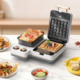 Multi-functional 3 In 1 Breakfast Making hine Non-Stick Replaceable Sand Waffle Toast Maker With Steamed Function