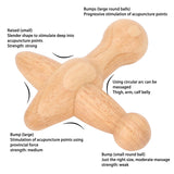 Trigger Point Massager Wood Shaped Boost Metabolism Lymphatic Drainage Relaxes Muscles Wooden Massage Tool