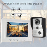 7 inch Wired Doorbell Indoor Monitor IR-CUT Outdoor Camera Visual Intercom Two-way Audio Remote Unlock Video Door Phone