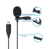 USB Microphone Lavalier Black Plastic PC Omnidirectional Condenser Lavalier Clip On Mic For Computer, Mac, Laptop