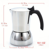 1pc Hand-Washing Stainless Steel Moka Pot - 200ml/300ml - Thickened Coffee Machine for Black Espresso and Coffee Extraction