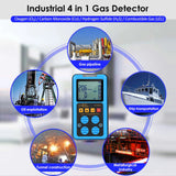 SMART SENSOR 4 in 1 ST8904 Rechargeable Portable Detector H₂S O₂ CO and LEL Multi Monitor Gas Sniffer