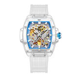 Fahion men watch ONOLA Sprot Plastic Transparent Hollow Full Automatic Mechanical Watches Men Waterproof Clock