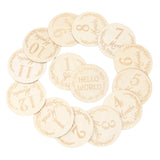 Wooden Milestone Cards Discs 14Pc Set For Baby Photos And First Year Milestones Durable Install Easy To Use