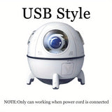 1pc 220ML Rechargeable Space Capsule Air Humidifier, USB Ultrasonic Cool Mist Aromatherapy Water Diffuser With Led Light Astronaut