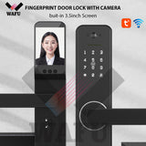 Wafu with 120° Wide-angle Camera and Smart Doorbell Keyless Entry Handle Aluminum Alloy Biometric Door Lock