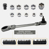 36PCS Wrench With Box Multi-Functional Two-Way Adjustable Double-Ended Ratchet Spanner Socket Screwdriver Set