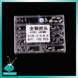 100pcs/Box Black Repalcement Assort Size 3mm~8mm Steel Crown Repair Parts for watchmakers