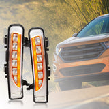 2Pcs Car Front Driving 12V LED Fog Lamp Waterproof Two-color streamer Turn Signal Daytime Running Light for Ford Edge 09-14