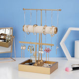 3 Tier Tree Rack Necklace Bracelet Holder Display Stand Jewelry Tower with Ring Tray