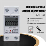 LCD Single Phase Energy KWH AC Digital Watt-Hour Meter 220V 60A 50Hz Electric Din Rail