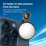 Clip-on Back Camera Selfie Mirror Carry Bag Clean Cloth for i Phone 15/14/13/12/11 Android Smartphone