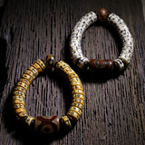 Natural Agate Tibetan Bone Couple Bracelet