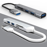 USB HUB 3.0 USB-A Hub Splitter 5 Port USB3.0 With TF/SD Card Reader High Speed Data Transfer For Laptop Computer Durable B