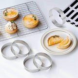 8 Pcs Circular Stainless Steel Tart Ring Tower Pie Mould Baking Tools Perforated Cake Mousse Ring,8Cm
