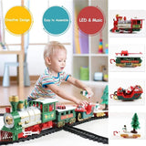 Santa Claus Tree Decoration Trains Electric Christmas Train Toys Gifts for Kids Railway Cars Racing Tracks With Music
