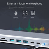 1 PCS Silver 14 In 1 Multi-Function Fast Charging Station Gigabit Docking Station Hub For Laptop Adapter