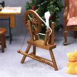 1:12 Scale Dollhouse Miniature Hand Reeling hine Wooden Retro Mini Spinning Wheel Brown