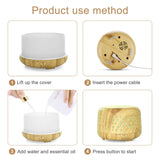 Air Humidifier Ultrasonic Aroma Essential Oil 300ML Diffuser Aromatherapy Mist Maker Color LED Lights Portable USB purifier atomizer for Office Home
