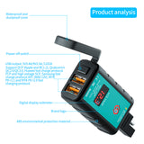 Motorcycle SAE to USB Charger with Voltmeter On/Off Switch Support QC3.0 PPS DCP FCP SCP AFC MTK PE For iPhone Samsung