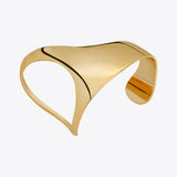 18K Gold Plating Brass Original Design Geometric Solid Curved Palm Bracelet