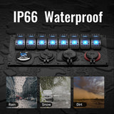 DaierTek Marine Boat Waterproof 8 Gang 12V Rocker Switch Panel Blue LED Lighted for Automotive Car Truck