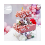 Acrylic Square Tray DIY Cake Refillable Board Base for Display Wedding Party Birthday 15X15X10cm