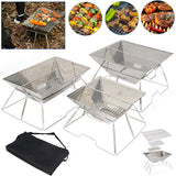 Stainless Steel Fire Pit Folding Wood Burning Stove with Carrying Bag for Garden Outdoor Cooking Barbecue Camping Picnic