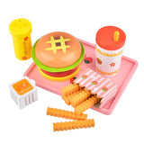 Wooden Simulation Strawberry Hamburger Set Kitchen Food Toys For Kids Pretend Playset