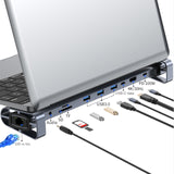 1 PCS USB C HUB Type C To -Compatible 3.5Mm Audio Jack USB 3.0 Adapter 10 In 1 Type C HUB Dock USB C Splitter Laptop Stand