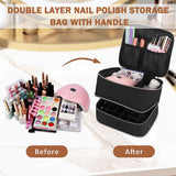 30 Bottles Nail Polish Storage Portable Cosmetic Large Handbag Organizer with Handle for Travel 2 Layer Essential Oil Bag