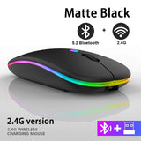 Rechargeable Bluetooth wireless mouse 2.4GHz USB RGB 1600DPI mouse, suitable for computers, laptops, game consoles, and mice