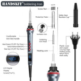 Handskit 90W 927 LED Digital Soldering Iron Kit 110V/220V Adjust Temperature Electrical Soldering Iron 4 Wire Core Welding Tools