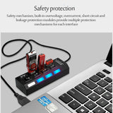 Multi Splitter Use Power Adapter 4/7 Port Multiple 2.0 Expander USB 3.0 Hub with Switch 30CM Cable