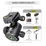 Ballhead Panoramic Camera Ball 1/4In QR Plate Double Bubble Level Head for Tripod Monopod Slider Payload 8kg