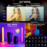 Portable 32cm/12.6in RGB Stick Magnetic LED Tube Wand 10W Photography Fill Light 2500K-9000K Dimmable