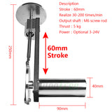 3-24V Mini ear Telescc Stroke 60mm Rocker Actuator Motor 80mm Plate M6 Thread 30-200 times/min