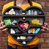 Moon Elf Wooden Heart Shaped Crystal Essential Oil Wall Shelf Living Room Home Display Rack A