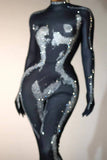 Special selling female star matching tight clothing with sexy slim fitting gloves design, gold gradient jumpsuit