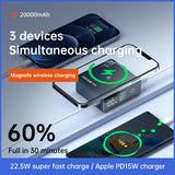 New Design 20000mAh 15W Magnetic Wireless Power Bank PD 20W Fast Charging With Touch LED Display For Book Pro Laptop