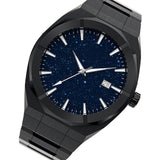 Matte Star Dust Dial Black Watch Full Stainless Steel Strap High Quality Luxury Frosted Japanese Miyota Quartz Watches for Men