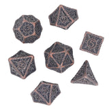 7PCS Polyhedral Dice Engraving Patterns Metal Dice Set for Tabletop Role Playing Games Leisure Gathering Type 2