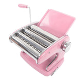 Noodles Maker Multifunction Hand Crank Pasta Machine for Lasagna Fettuccine Dumpling Wrapper Sakura Pink Suction Cup Type 3 Blade