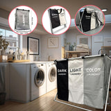 3pc Laundry Sorter, 35L Laundry Hamper, 2/3 Sections Foldable Laundry Basket , Portable Waterproof Dirty Clothes Storage Basket