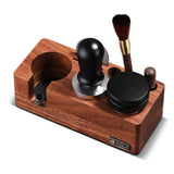 6 Pack Espresso Accessories Kit Wooden Tamper Station Coffee Distributor Tamper Espresso Stirrer Puck Screen with Cleaning Brush 6-in-1 Multipurpose E