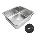 RV Sink 304 Stainless Steel Versatile Large Capacity Rectangular Kitchen Wash Sink for Caravan Motorhome Boat Camper Yacht Brushed Polished Silver