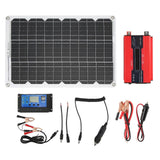 Solar Panel System with Color Display Dual USB4.2A 18W18V Solar Panel 30A12V 24V Solar Controller Inverter for Camping Red 12V to 110V
